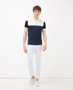 Image 1 of COLOUR BLOCK POLO SHIRT from Zara Men Fashion Photoshoot, Tshirt Design Men, Tennis Shirts, Zara Man, Tshirt Design, Mens Casual Outfits, Colour Block, Fashion Photoshoot