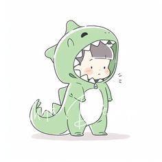 a drawing of a person in a dinosaur costume