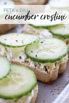 cucumber crostini with cream cheese and herbs