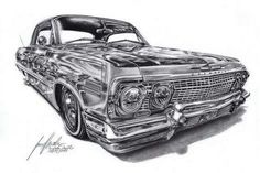 a drawing of a car with the hood up