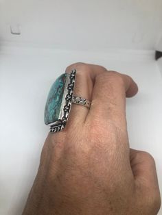 Large genuine blue Turquoise Vintage ring Low content silver not sterling. Size 10 Can be re sized at my jeweler. $10-$20 All rings are shipped free in the US in a nice gift box. Check out our over a THOUSAND great reviews Engraving is $4 per letter and is not always perfect depending on the piece. It can take a few days if the jeweler is busy. This is payable to Paypal Judithsltd@gmail.com Rectangular Turquoise Jewelry For Collectors, Nickel-free Turquoise Jewelry For Anniversary, Collectible Rectangular Turquoise Jewelry, Nickel Free Turquoise Rectangular Jewelry, Unique Rectangular Turquoise Ring, Sterling Silver Turquoise Ring As Gift, Silver Southwestern Style Turquoise Ring As Gift, Southwestern Silver Turquoise Ring Gift, Southwestern Style Silver Turquoise Ring As Gift