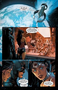 a comic page with batman and batgirl in the background, as well as an image of