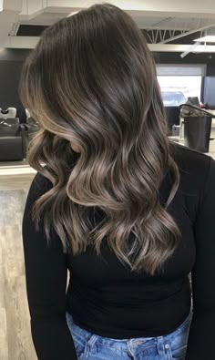 Ashy Tones For Dark Hair, Black To Dark Blonde Hair, Brown Blonde Balayage Cool Tones, Ash Brown Balayage Layered Hair, Ashy Balayage For Dark Brown Hair, Winter Balyage Brown, Brown Short Hair With Lowlights, Brown Cool Tone Balayage, Dark Tone Balayage