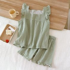 2024 Japanese summer new women's pajamas suit short-sleeved shorts two-piece 100% cotton crepe Japanese Summer, Summer Pajama Set, Pajama Suit, Home Clothes, Summer Pajamas, Women's Pajamas, Short Pj Set, Plaid Pajamas, Cotton Pajama Sets