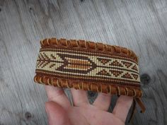 Native American men cuff beaded bracelet. American Indian. Handmade Leather Beaded Bracelets For Festivals, Handmade Southwestern Brown Leather Bracelet, Southwestern Hand-tooled Brown Bracelets, Traditional Handmade Brown Beaded Bracelets, Handmade Leather Beaded Bracelets, Southwestern Style Brown Bracelets As Gift, Southwestern Style Brown Bracelets Gift, Southwestern Style Brown Bracelets For Gift, Traditional Handmade Brown Cuff Bracelet