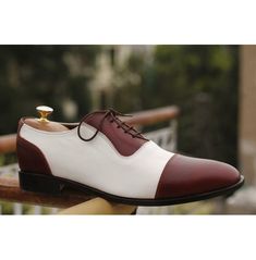 Stylish Brown and White Oxford Mens Shoes
-Genuine Leather Upper
-Cow Leather Lining
-Leather Insole
-Extra Padding for Comfort
-Leather Heel
-100% Handmade by Professional Craftsmen
-No Mass Production, Only Made to Order
-Elegant Packing
-Shipping Worldwide

Please Note:
We are Offering - Made to Order Handmade Leather Products. We take 10 Business Days to Prepare an Order and 3 to 7 Business Days for Shipment. Please feel free to Contact if there is any query about the Product. White Oxford, Cap Toe Shoes, Brogues Men, Shoe Crafts, Lace Up Dress, Oxford White, Brogue Shoes, Leather Cap, Gentleman Style