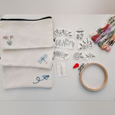 various sewing supplies laid out on a table