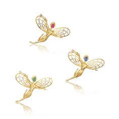 Three Gold, Gem-Set and Diamond 'Fairy' Brooches | Important Jewels | Jewelry | Sotheby's Emerald Cabochon, Magic Wands, The Wings, Magic Wand, Ancient Romans, Jewelry Art