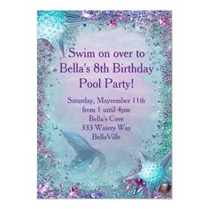 an image of a birthday party with mermaids and stars in the sky on it