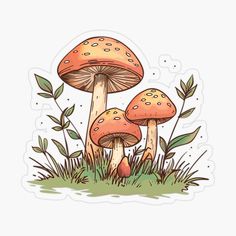 two mushrooms in the grass sticker