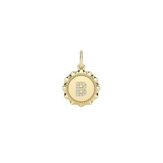 The Reese Brooklyn Scalloped Initial Charm is the ultimate way to add a personal, sparkly statement to any chain. This 14k gold and diamond initial charm shines with brilliant, pavé-set diamonds. The scalloped gold brings a sweet, feminine touch while the textured gold ring and diamonds add contrast and dimension to this standout charm. Incorporate this gold and diamond charm into your favorite pendant necklace or add a chain to your order. Introducing a charm to an existing favorite piece is th Textured Gold Ring, Dana Rebecca Designs, 1000 Gifts, White Gold Chains, Rose Gold Chain, Diamond Charm, Yellow Gold Chain, Initial Charm, Bracelet Gift