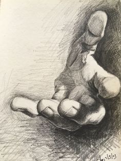 a drawing of a person's foot with one hand on the ground, holding something