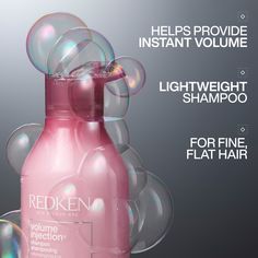 Redken's Volume Injection Shampoo is a lightweight milk-like formula with Redken's Bodifying Complex with the power of Filloxane, a bodifying agent add thickness to hair. Unlike other thicker formulations that weigh down and create oilier hair, Volume Injection shampoo gently cleanses the scalp removing oil to create a lightweight feel while enhancing volume. Redken's Bodifying Complex is prescribed for fine hair or any client looking for more body to their hair. BEST FOR: • All hair types and t Fine Hair Volume, Shampoo For Fine Hair, Volumizing Spray, Shampoo Reviews, Shampoo For Thinning Hair, Hair Milk, Bouncy Hair, Thickening Shampoo, Soften Hair