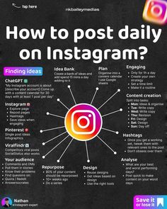 an instagram poster with the words, how to post daily on instagram?