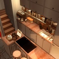 an image of a kitchen setting in 3d