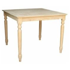 a small wooden table with two legs and a square top on an isolated white background