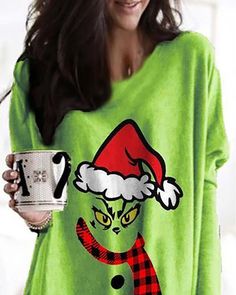 Size: S,M,L,XL;Style:Casual,ChicType:A LineMaterial:PolyesterNeckline:V-NeckSleeve Style:Long Sleeve,Gigot SleeveLength:MiniPattern Type:Cartoon,Christmas,GraphicDecoration:Pocket,Gigot SleeveFit Type:RegularOccasion:Christmas,DailyPackage Include:1* Dress Printed Green Tops For Winter, Green Long Sleeve Holiday Top, Green Holiday Tops For Spring, Green Tops For Spring Holiday, Casual Green Holiday Tops, Casual Green Top For Holiday, Sheer Mesh Bodycon Dress, Gigot Sleeve, Satin Bodycon Dress