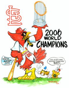 a cartoon bird holding a baseball bat in its hand and the words zoo world champs above it