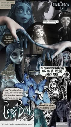 a collage of images with different characters and words on them, including an image of a