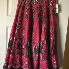 A Beautiful Festive Skirt In Hot Pink, Black And Sequence Design In Size 14. New With Original Tags. Good Condition. Pink Tiered Skirt For Evening, Pink Stretch Maxi Skirt For Party, Pink Tiered Evening Skirt, Pink Mini Skirt For Evening, Pink Relaxed Maxi Skirt For Party, Festive Pink Long Skirt, Festive Long Pink Skirt, Pink Flared Skirt For Festive Season, Festive Pink Flared Skirt