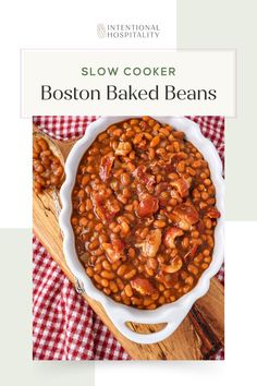 the cover of slow cooker boston baked beans