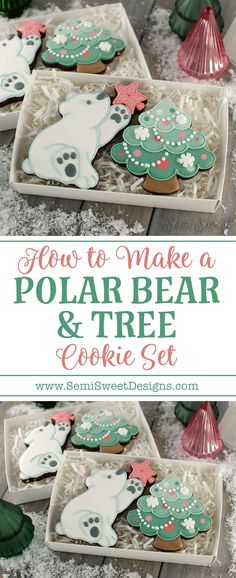 how to make a polar bear and tree cookie set for christmas or any holiday occasion