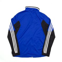 Item is in used condition. Tag says 12-14. >Size: M >Armpit To Armpit: 17" >Armpit To Cuff: 21" >Collar To Hem: 24" Blue Adidas Logo Outerwear For Winter, Blue Adidas Logo Winter Outerwear, Blue Athleisure Track Jacket With Ribbed Cuffs, Athleisure Blue Track Jacket With Ribbed Cuffs, Blue Adidas Winter Outerwear, Winter Blue Adidas Outerwear, Blue Moisture-wicking Outerwear For Streetwear, Blue Sportswear Outerwear With Three Stripes, Blue Streetwear Outerwear With Three Stripes