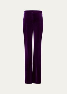 Akris Carl Stretch Velvet Pants - Bergdorf Goodman Evening Flats, Cocktail Jacket, Velvet Pants, Stretch Velvet, Lingerie Sleepwear, Bergdorf Goodman, Sweater Skirt, Bottoms Pants, Side Zip