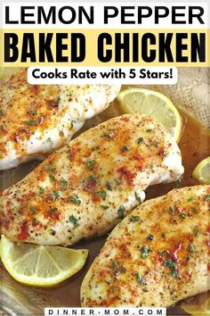 lemon pepper baked chicken with 5 stars on the side