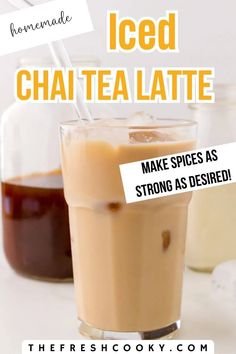 iced chai tea latte with text overlay