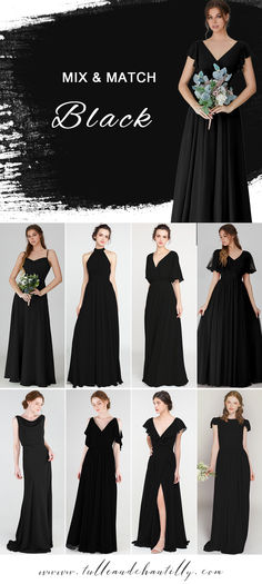 black bridesmaid dresses with different styles and colors