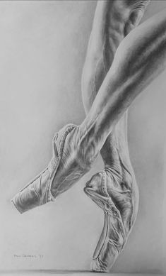 a pencil drawing of a ballerina's feet