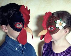 two children wearing masks with flowers on them