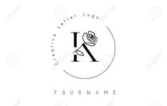 initial letter logo with rose inside the circle on white background stock photo, images and royalty