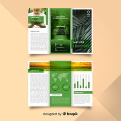 two fold brochure template with green leaves