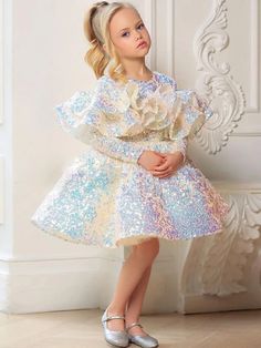 Kids Little Girls' Dress Sequin A Line Dress Wedding Performance Ruched Sparkle Rainbow Knee-length Long Sleeve Princess Sweet Dresses Fall Spring Regular Fit 3-12 Years 2024 - $67.99 Princess Dress Kids 12 Year, A Line Dress Wedding, Girls Sequin Dress Kids, Rainbow Costume, Wedding Performance, Sweet Dresses, Cheap Flower Girl Dresses, Girls Dresses Online, Princess Flower