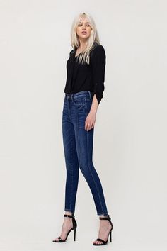 The "High Rise Ankle Skinny Jeans" are the epitome of versatile denim fashion. With their high-rise waist, they provide a flattering fit and elongate the legs, making them a staple for any body type. The ankle-length design adds a modern touch, making these jeans perfect for both casual and dressed-up occasions, ensuring you look effortlessly chic wherever you go. Material: 70% Cotton, 27% Polyester, 2% Viscose, 1% Spandex Fabric: Stretch, Non-sheer Fit: Skinny Embellishment: Pockets Length: Lon Tube Romper, Halter Neck Maxi Dress, Rush Dresses, Fall Jeans, Drawstring Dresses, Flying Monkey Jeans, Flying Monkey, Sheer Fabrics, Denim Fashion