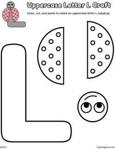 the upper and lower letter l is for ladybug coloring page with an owl