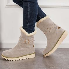 Susiecloths Non Slip Snow Ankle Boots Warm Fur Lined Slip on Booties Παπούτσια Nike Free, Winter Boots Snow, Trending Winter Boots, Look Casual Chic, Fur Lined Boots, Winter Ankle Boots, Improve Posture, Winter Snow Boots, Winter Boots Women