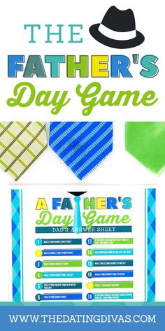 the father's day game with ties and hats on it is featured in this printable