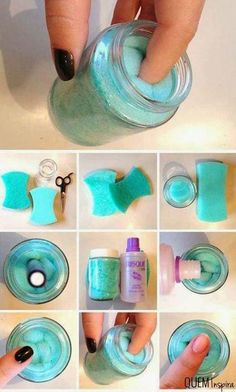 Crafty Ways to Repurpose Empty Baby Food Jars | http://diyready.com/23-amazing-diy-uses-of-baby-food-jars/ Diy Nail Polish Remover, Do It Yourself Nails, Baby Food Jar Crafts, Unghie Nail Art, Baby Food Jars, Diy Nail Polish, Nagel Tips, Polish Remover, Manicure Y Pedicure