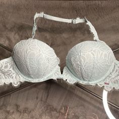 Never Worn, Halter Style Bra Elegant Light Blue Bra With Padded Cups, Elegant Light Blue Padded Bra, Victoria's Secret Spring Push-up Bra, Elegant Victoria's Secret Spring Bra, Elegant Blue Bra For Spring, Elegant Light Blue Bra, Elegant Blue Spring Bra, Spring Light Blue Bra With Padded Cups, Elegant Light Blue Victoria's Secret Bra