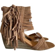 Yellow Box Kenzie Chestnut Suede Leather Fringe Wedge Sandals Shoes New - Brand: Yellow Box - Style: 264658 / Kenzie - Color: Chestnut There's Always Room For A Cute Boho Wedge Like The Yellow Box Kenzie Chestnut Suede Leather Fringe Wedge Sandals! Genuine Suede Straps Crisscross Over A Peep Toe And Stack Up A Fringe-Accented Shaft (With Heel Zipper). 3" Wood-Look Rubber Wedge Heel. Cushioned Insole. Nonskid Rubber Sole. These Shoes Are Sold Out Everywhere. Black Color Also Available In My Close Brown Suede Wedge Sandals For Spring, Brown Suede Platform Wedge Sandals, Brown Suede Wedge Sandals, Brown Suede Wedge Heel Sandals, Brown Suede Wedge Sandals For Beach, Beige Suede Wedge Sandals, Brown Suede Open Toe Wedge Sandals, Casual Brown Suede Wedge Sandals, Boho Wedges