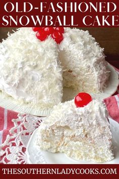 an old fashioned snowball cake on a plate