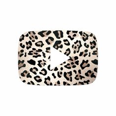 an animal print play button on a white background