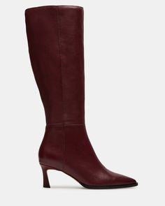 LUCID Burgundy Pointed Toe Kitten Heel Boot | Women's Boots Kitten Heel Boots, Ny Style, Burgundy Shoes, Steve Madden Boots, Spring Clothes, Heel Boot, Brown Leather Boots, Designer Boots, Kitten Heel