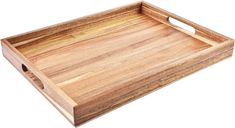 a wooden tray with handles on it