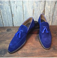 Suede Shoes Men, Blue Suede Loafers, Quality Leather Boots, Long Shoes, Shoes Oxford, Personal Closet, Tassel Shoes, Custom Design Shoes, Oxford Style