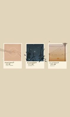 four different pictures with the same color scheme on them, and one has an image of power lines in it