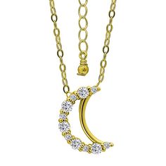 Add a celestial finishing touch to any ensemble with this cubic zirconia-embellished Aleure Precioso sterling silver crescent moon necklace. Click on this JEWELRY & WATCHES GUIDE to learn about fit, styles, materials and more! Add a celestial finishing touch to any ensemble with this cubic zirconia-embellished Aleure Precioso sterling silver crescent moon necklace. Click on this JEWELRY & WATCHES GUIDE to learn about fit, styles, materials and more! FEATURES Pendant dimensions: 0.5 in. x 0.375 i Crescent Moon Charm Diamond Necklace For Gift, Silver Moon Necklace With Diamond Accents, Celestial Crescent Necklace With Diamond Accents, Crescent Diamond Necklace With Accents As Gift, Crescent Diamond Necklace With Diamond Accents As Gift, Celestial Moon Charm Necklace In Cubic Zirconia, Celestial Cubic Zirconia Necklace With Moon Charm, Elegant Necklace With Moon Charm In Cubic Zirconia, Elegant Necklace With Moon Charm And Cubic Zirconia